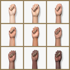 Mains ornées du vernis métal doré U-Shinein, reflet lumineux et glamour.