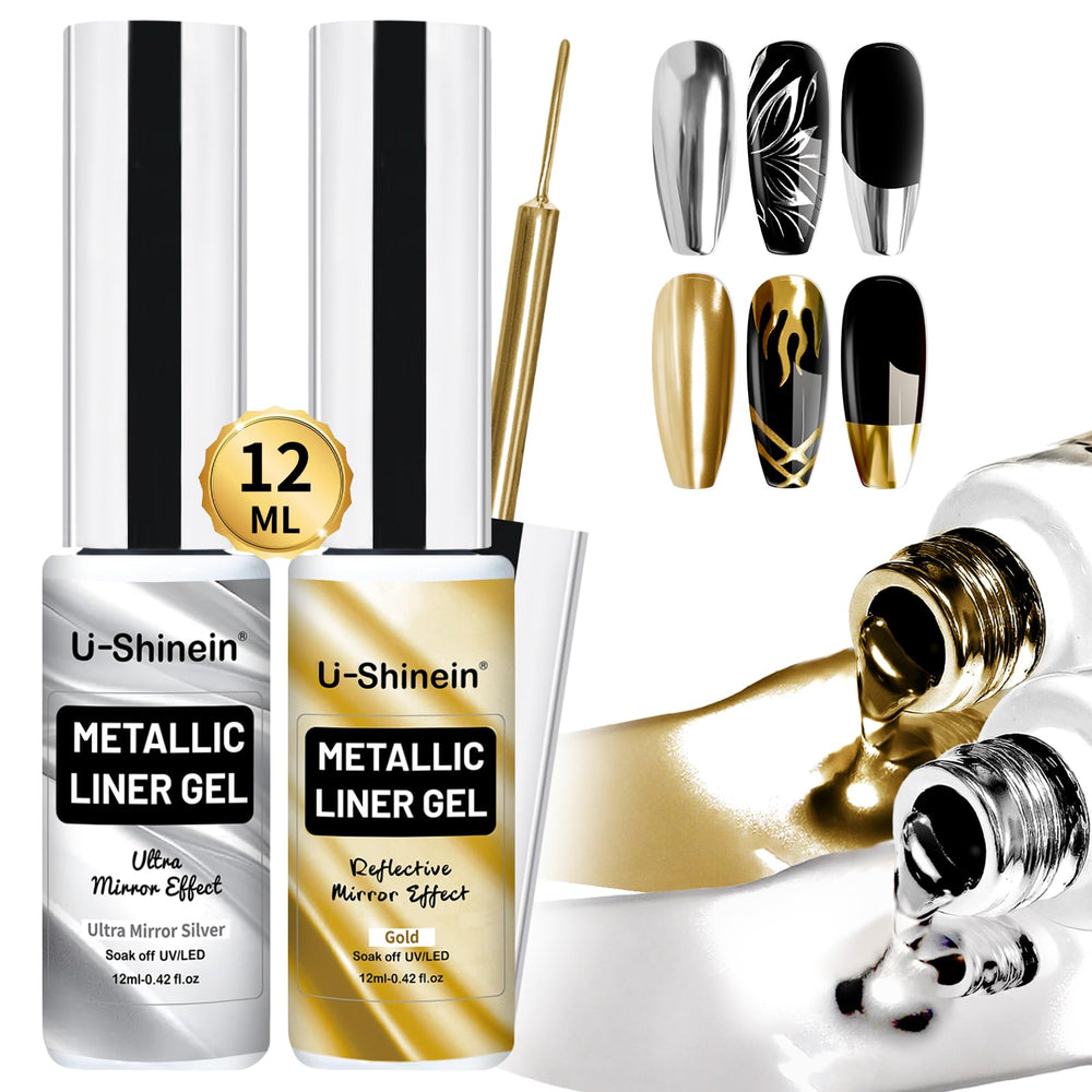U-Shinein vernis miroir argent bouteille pour un effet métallique