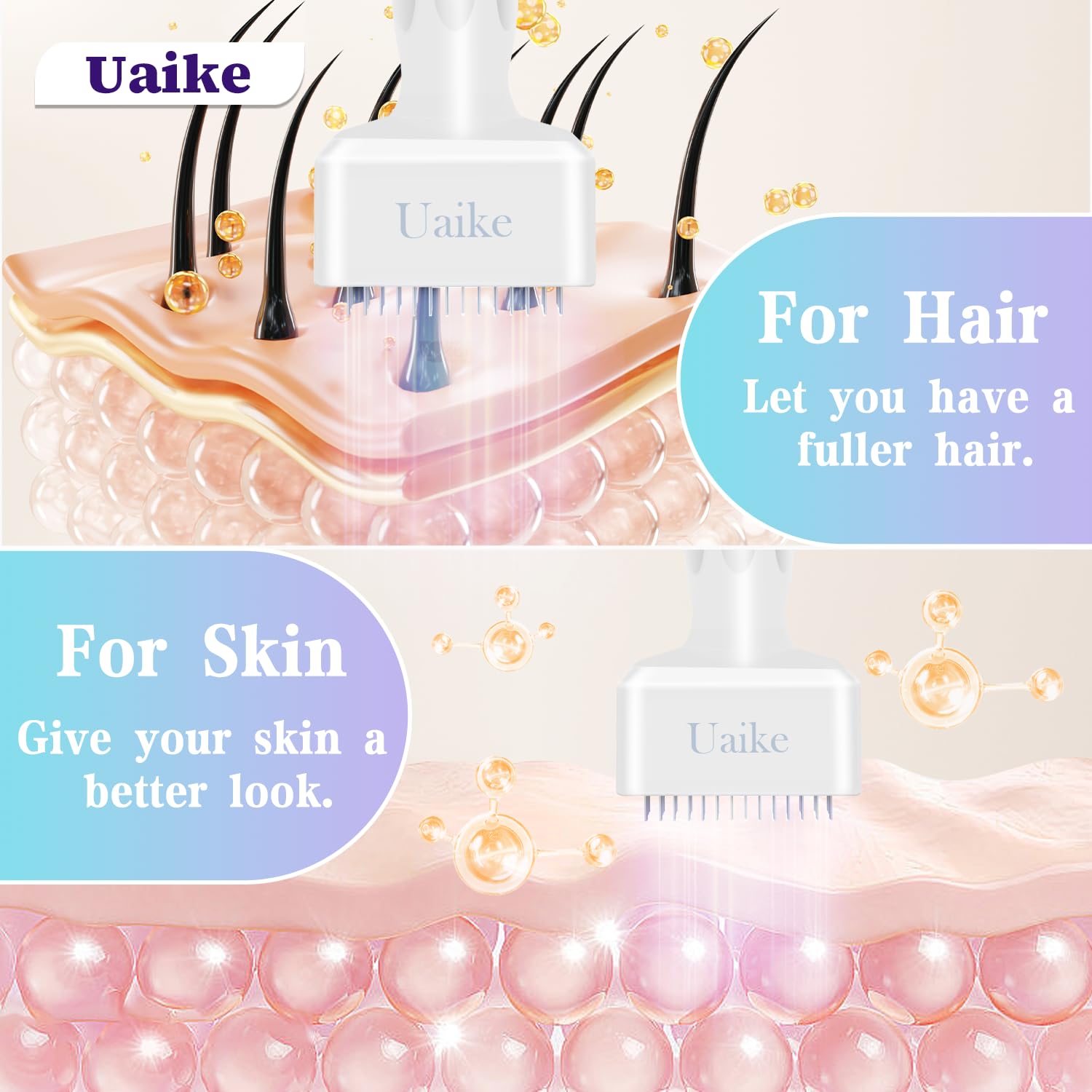 Uaike Derma Stamp: focus barbe, application simple à domicile.