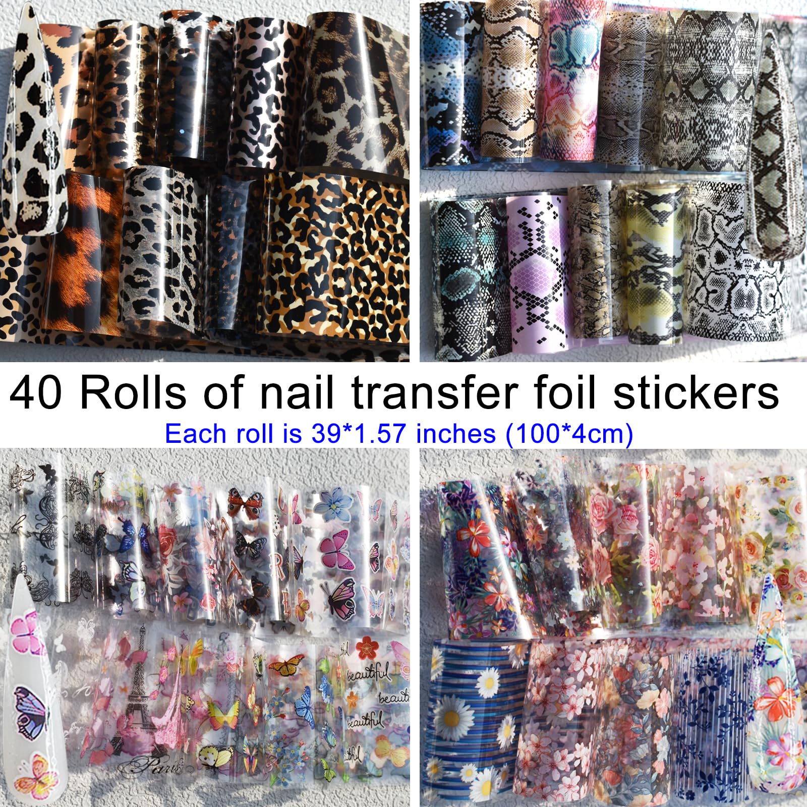 UARUOGP feuille transfert ongles serpent-imprime pour effet texture authentique.