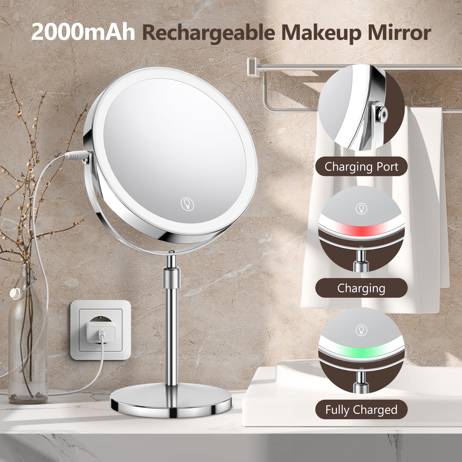Cadeau idéal pour femmes: miroir maquillage UBYMET élégant.