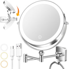 Miroir mural UBYMET 10x double face pour maquillage précis.