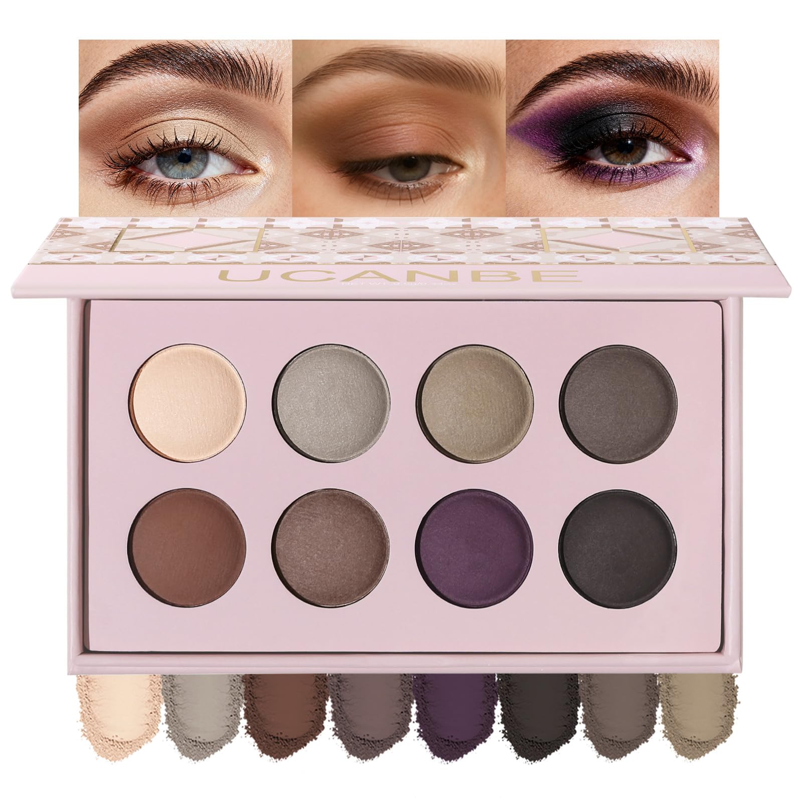 UCANBE 8 couleurs neutres fumé pour yeux, pigmentation riche et fini mat durable.