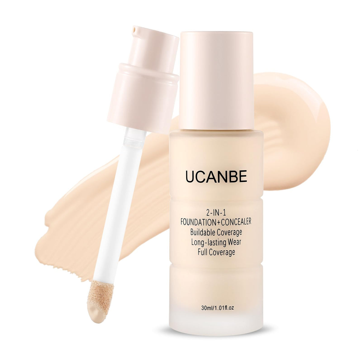 UCANBE 2-en-1 base-concealer pour couvrance naturelle et durable.
