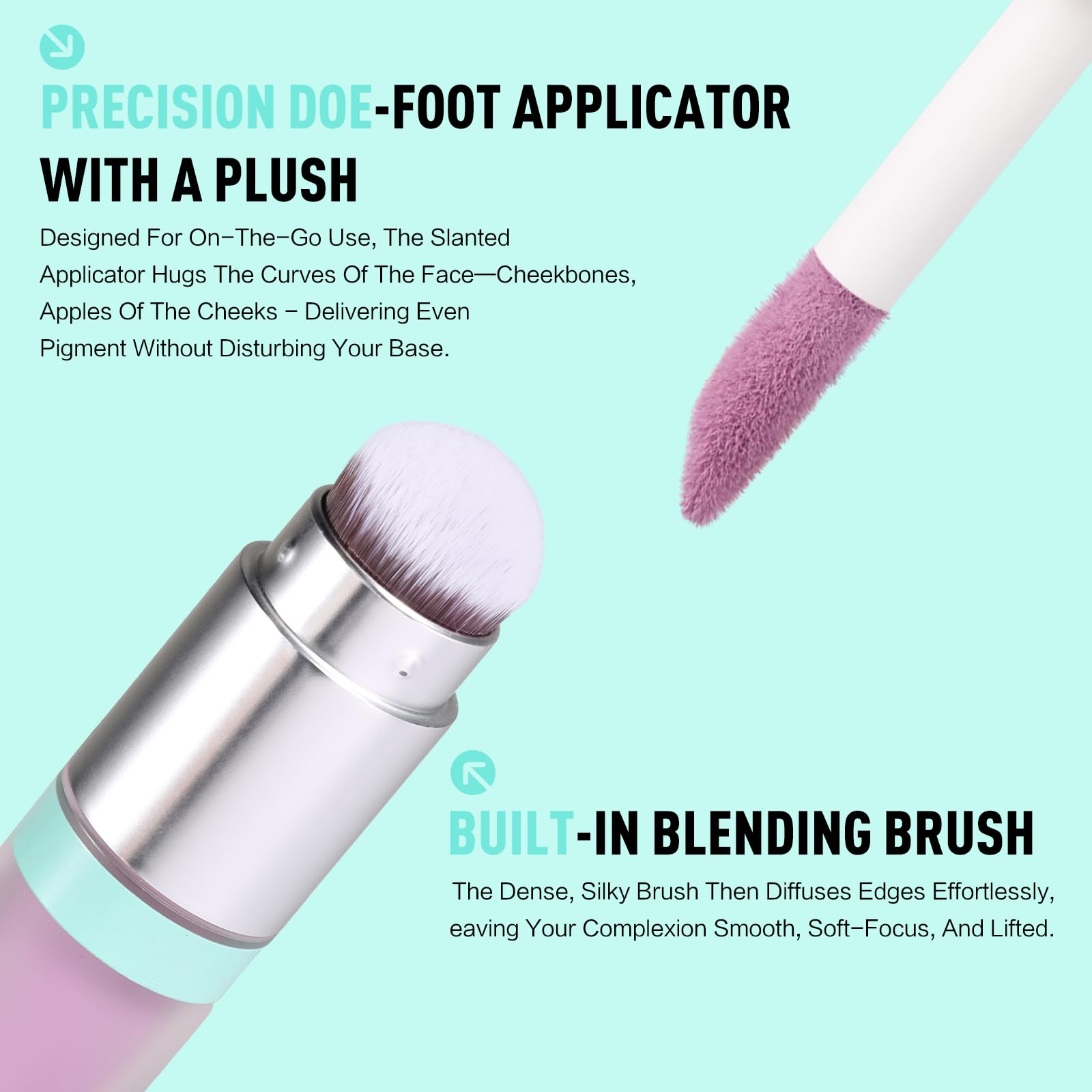 UCANBE blush liquide, brosse integree pour estompage rapide.
