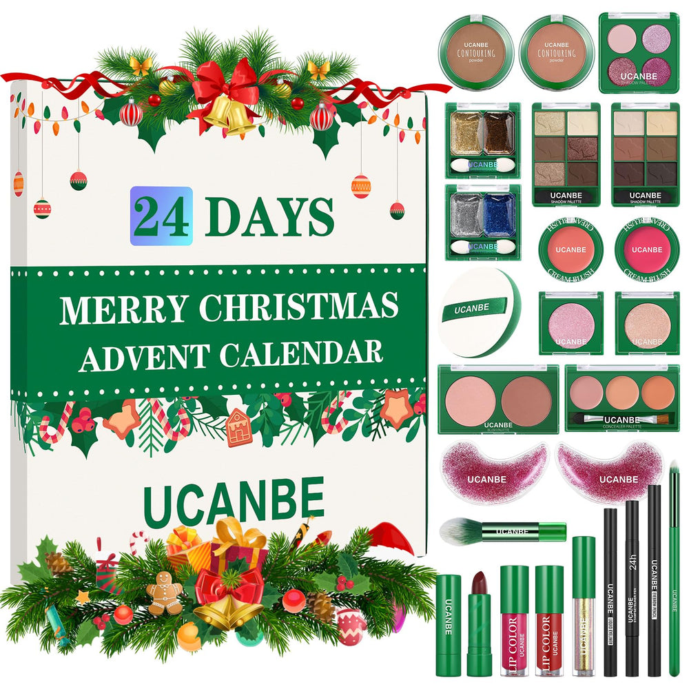 Calendrier UCANBE dévoilant 24 surprises maquillage quotidiennes pour explorer le look.
