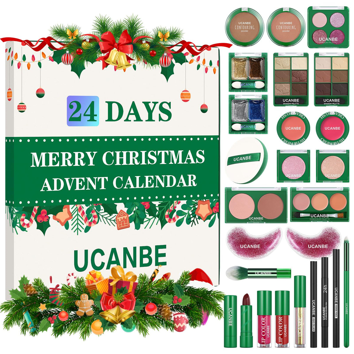 Calendrier UCANBE dévoilant 24 surprises maquillage quotidiennes pour explorer le look.