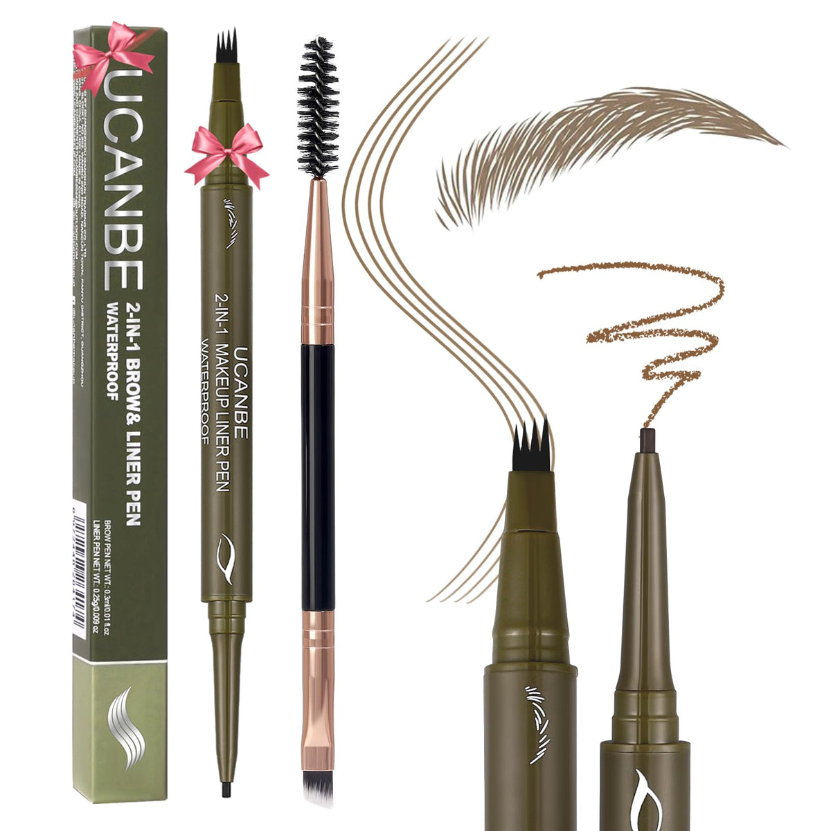 UCANBE crayon-sourcils double-end, 4-pointes pour poils naturels.