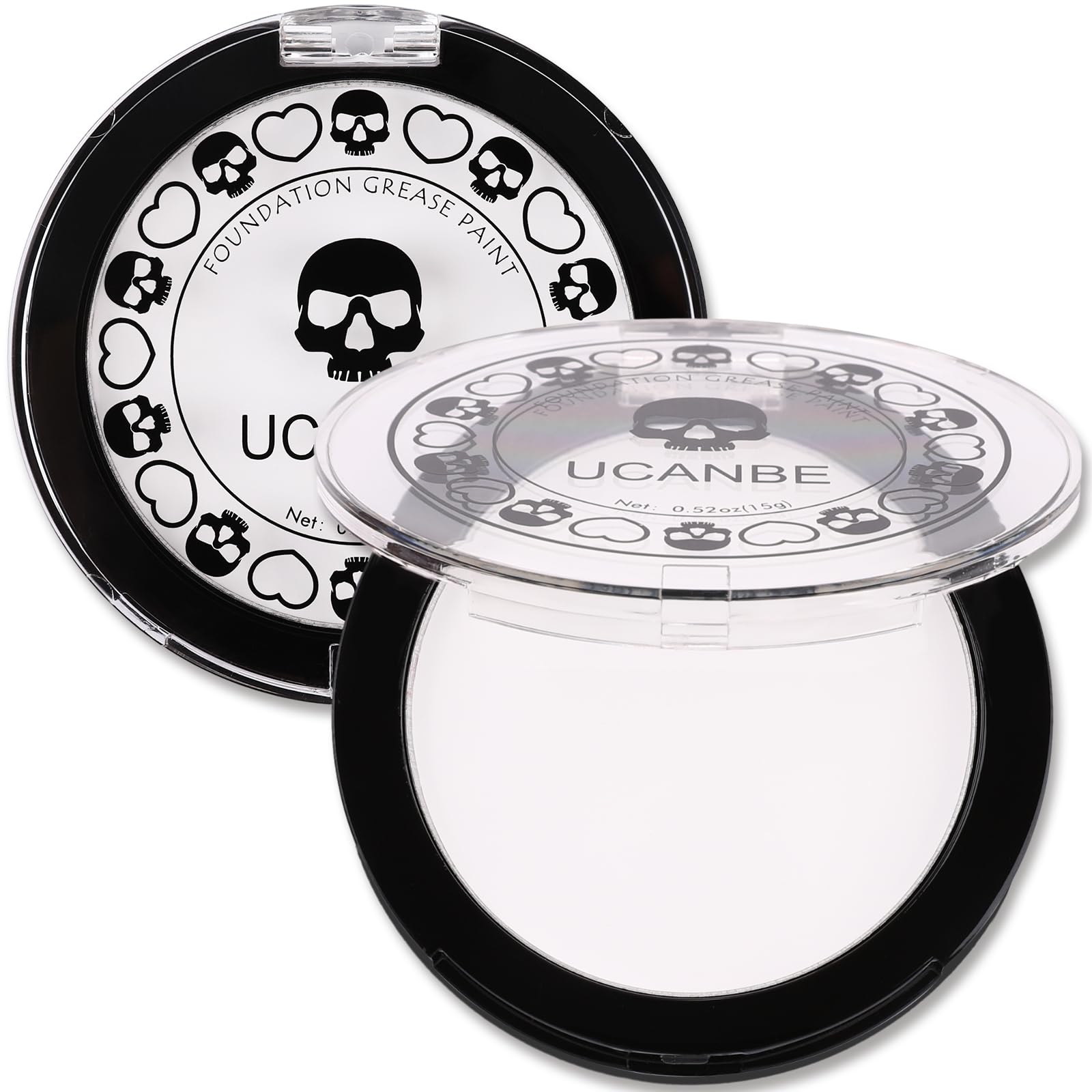UCANBE fond de teint blanc crème-poudre, fini mat et couverture complète.