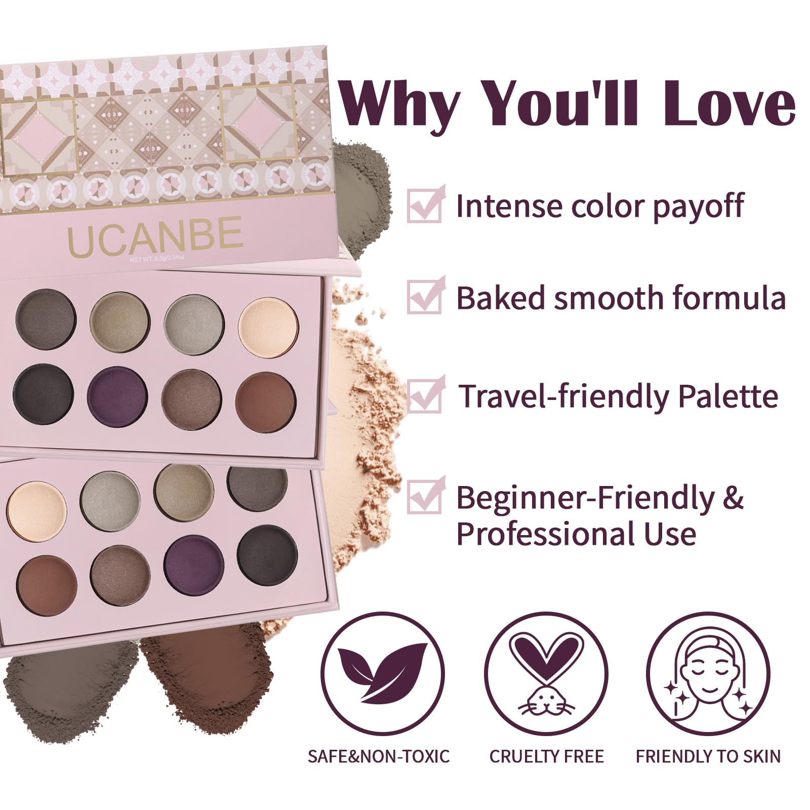 UCANBE palette ombres matte, pigmentation intense, idéal pour un regard défini.