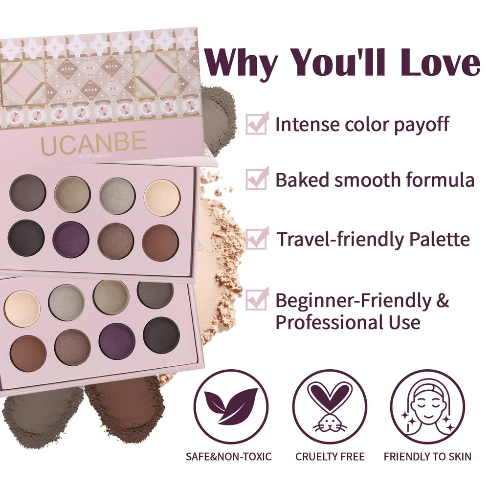 UCANBE palette ombres matte, pigmentation intense, idéal pour un regard défini.
