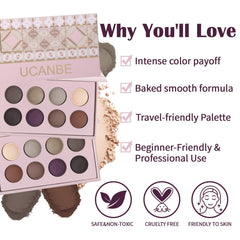UCANBE palette ombres matte, pigmentation intense, idéal pour un regard défini.