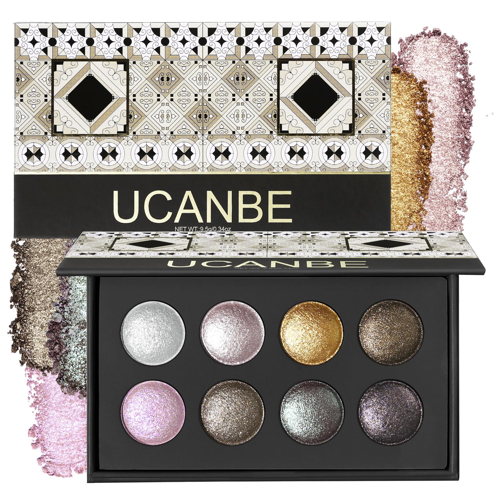 UCANBE palette ombres métalliques 8 teintes: éclat lumineux pour un regard captivant.