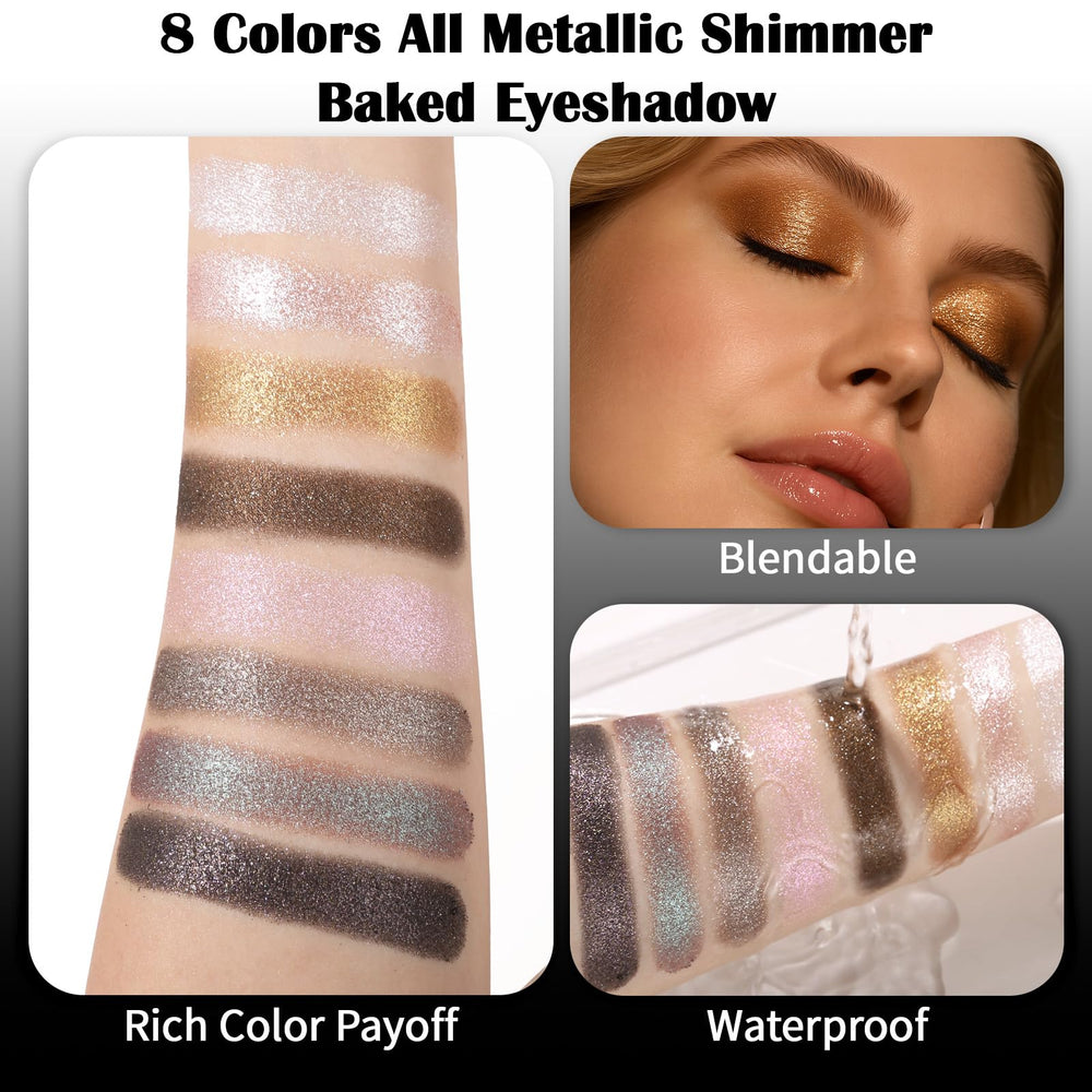 UCANBE palette ombres métalliques 8 teintes: nuances riches pour un look rayonnant.