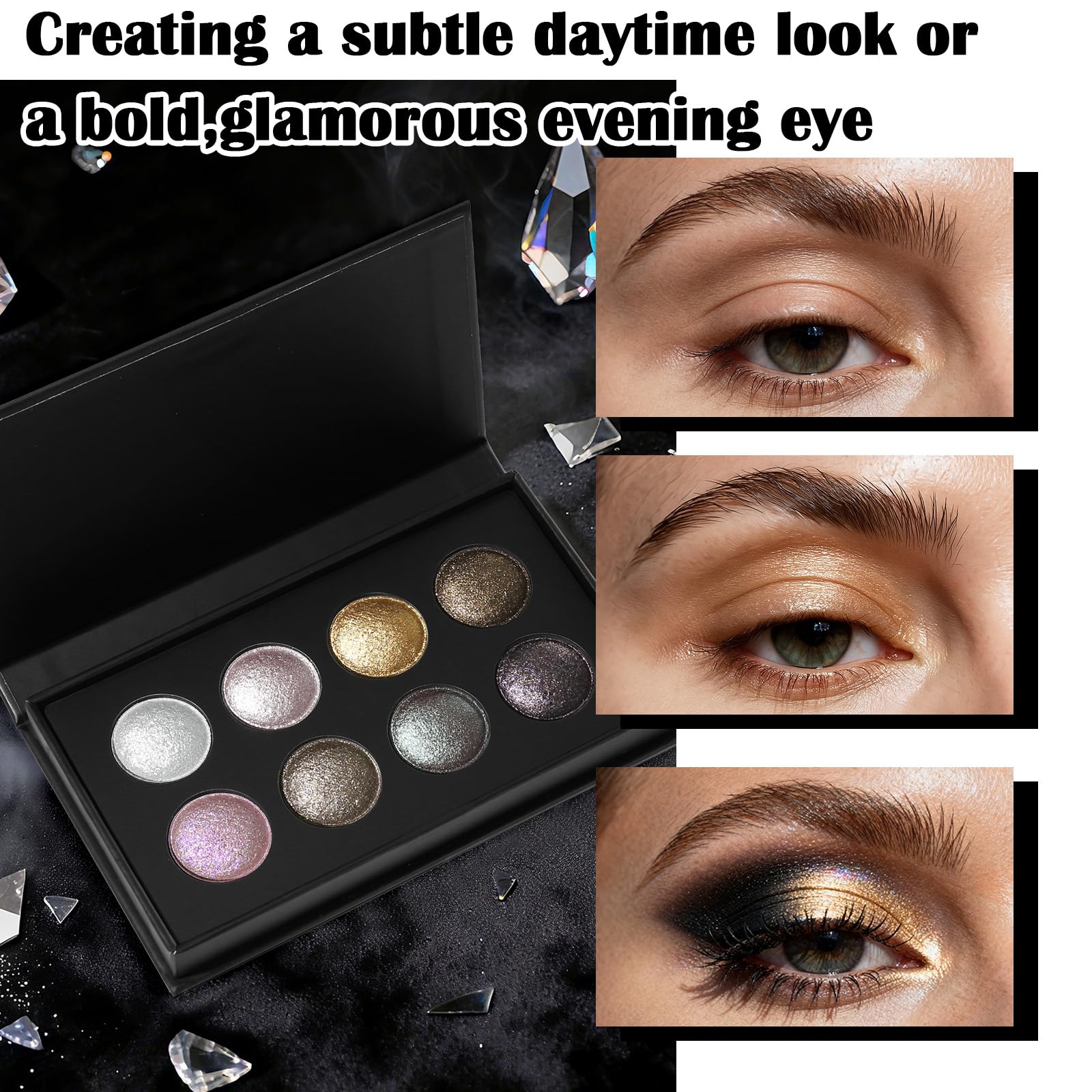 UCANBE palette ombres métalliques 8 teintes: couleur qui se fond facilement sur la paupière.