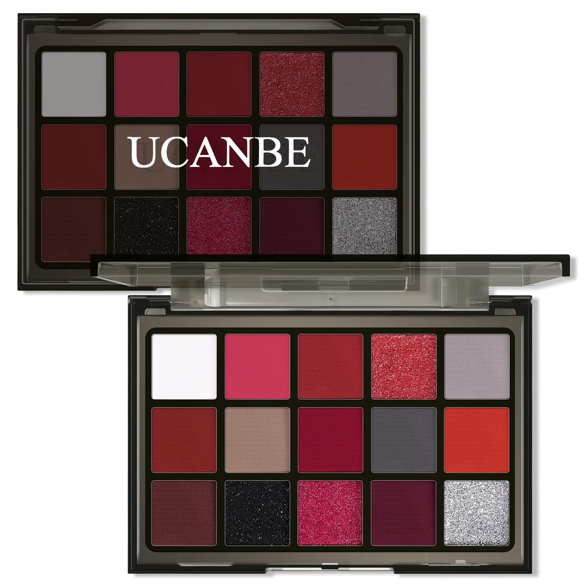 Palette UCANBE Yeux Rouge-Bordeaux: texture veloutée et tenue durable.