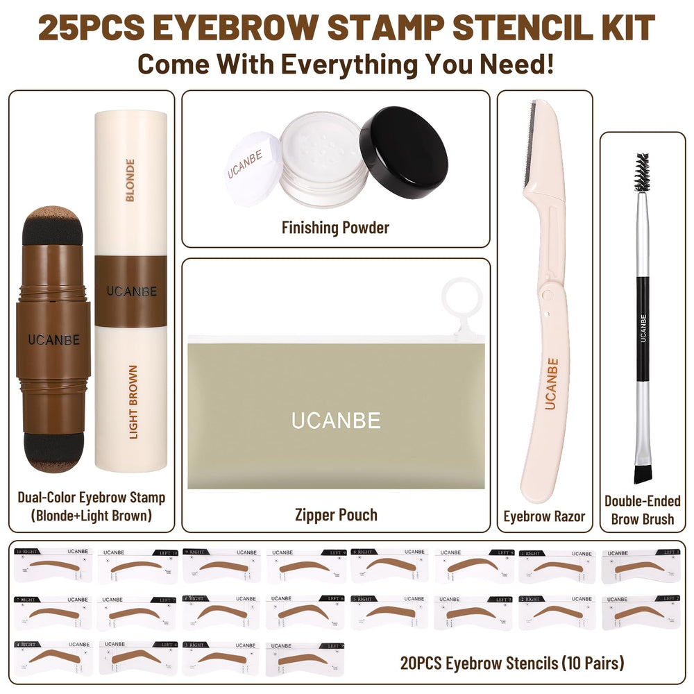 UCANBE pochoirs-sourcils-reutilisables-20, formes naturelles ou audacieuses pour chaque visage.