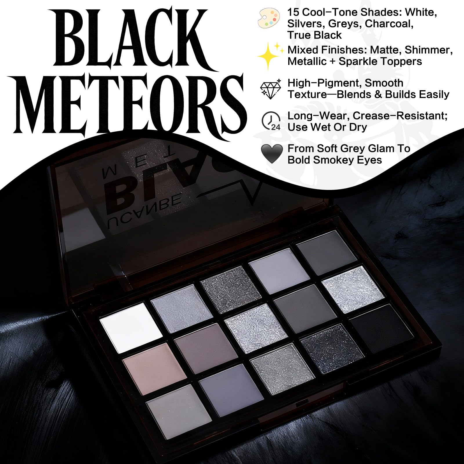 UCANBE Smokey Black: nuances gris et noir pour un regard profond et élégant.