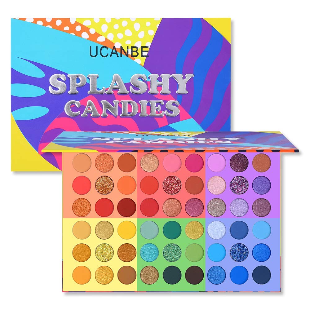 UCANBE Splashy Candies Palette Yeux 54 Couleurs, nuancier vif pour divers looks.