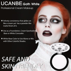Teint blanc opaque UCANBE, couvrance uniforme durable pour un look costumé.