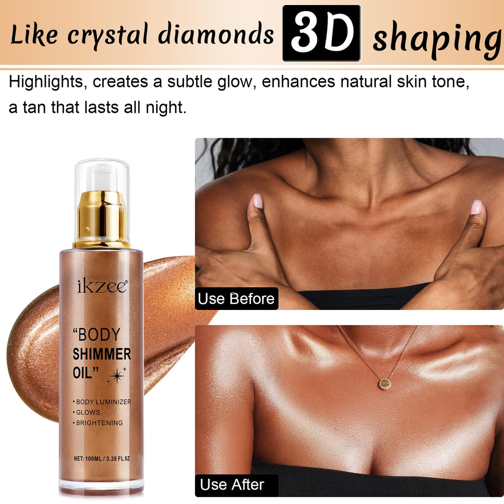 UCANBEMAKEUP Shimmer Oil – fini sec et non gras, idéal pour tout le corps.