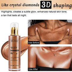 UCANBEMAKEUP Shimmer Oil – fini sec et non gras, idéal pour tout le corps.