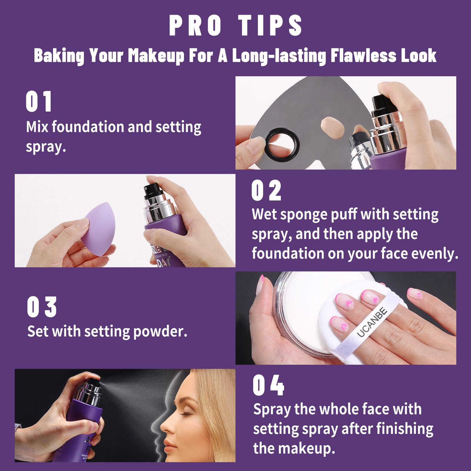 UCANBEMAKEUP: fixateur hydratant prêt à l'emploi avant et après maquillage.