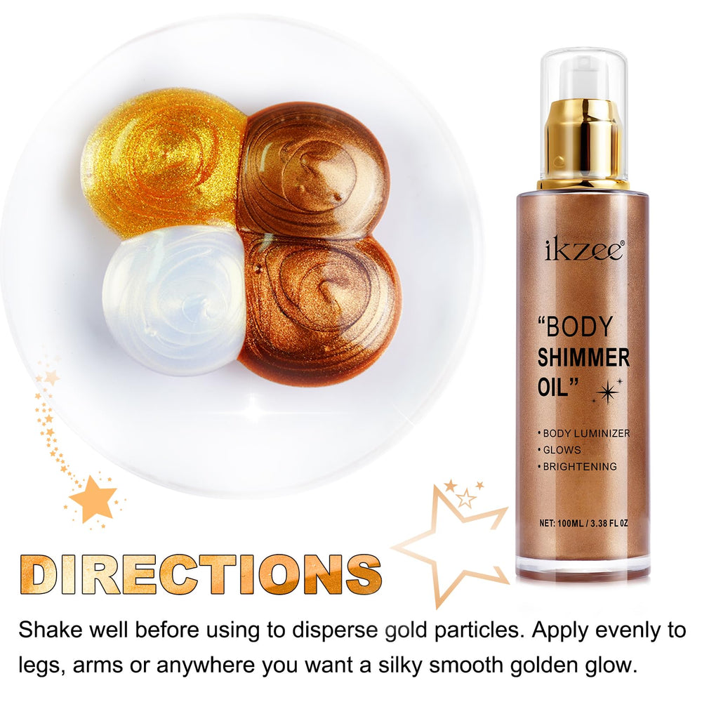 UCANBEMAKEUP Shimmer Oil – paillettes scintillantes sur peau pour un rendu estival.