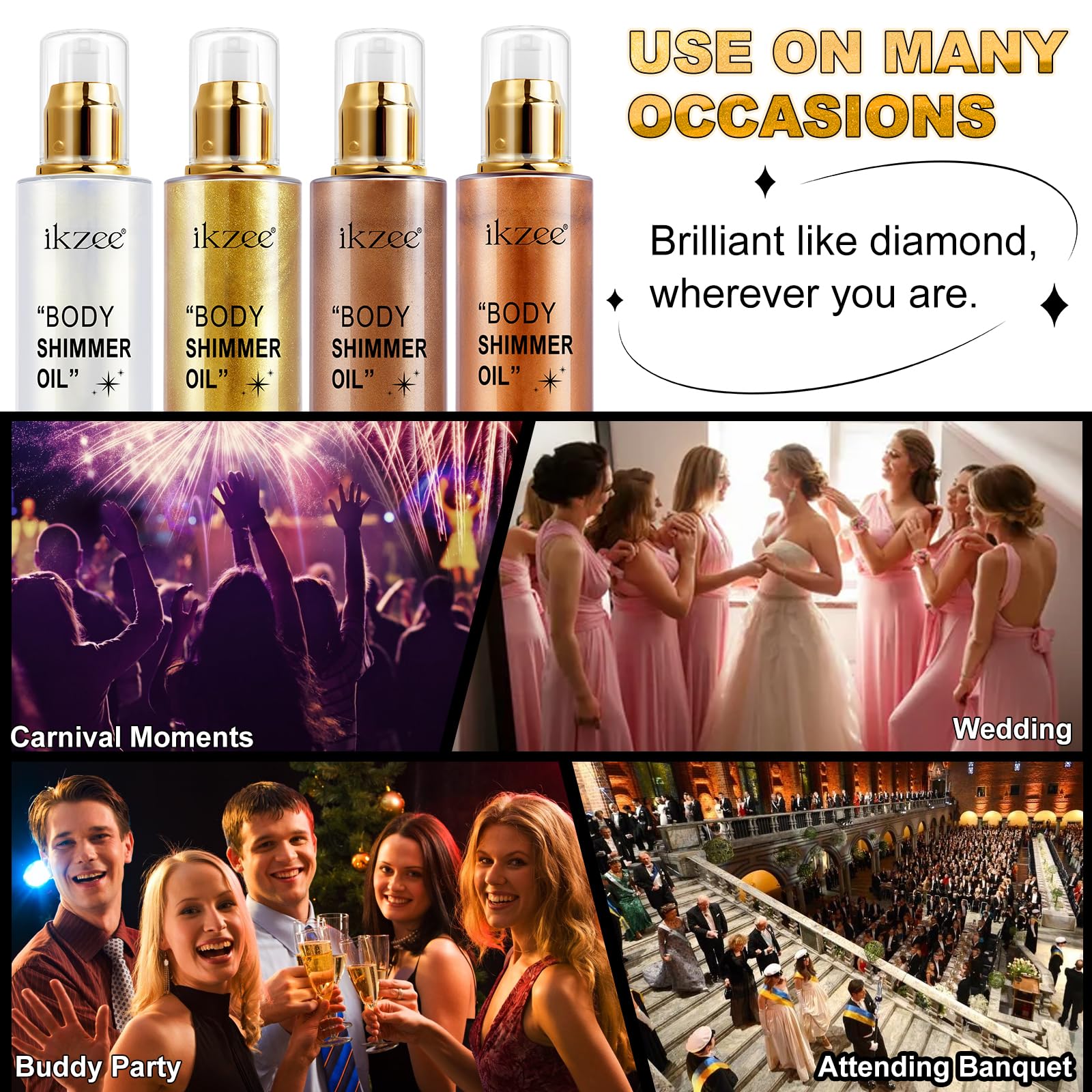 UCANBEMAKEUP Shimmer Oil – résistant à l'eau et sèche rapidement pour un éclat durable.