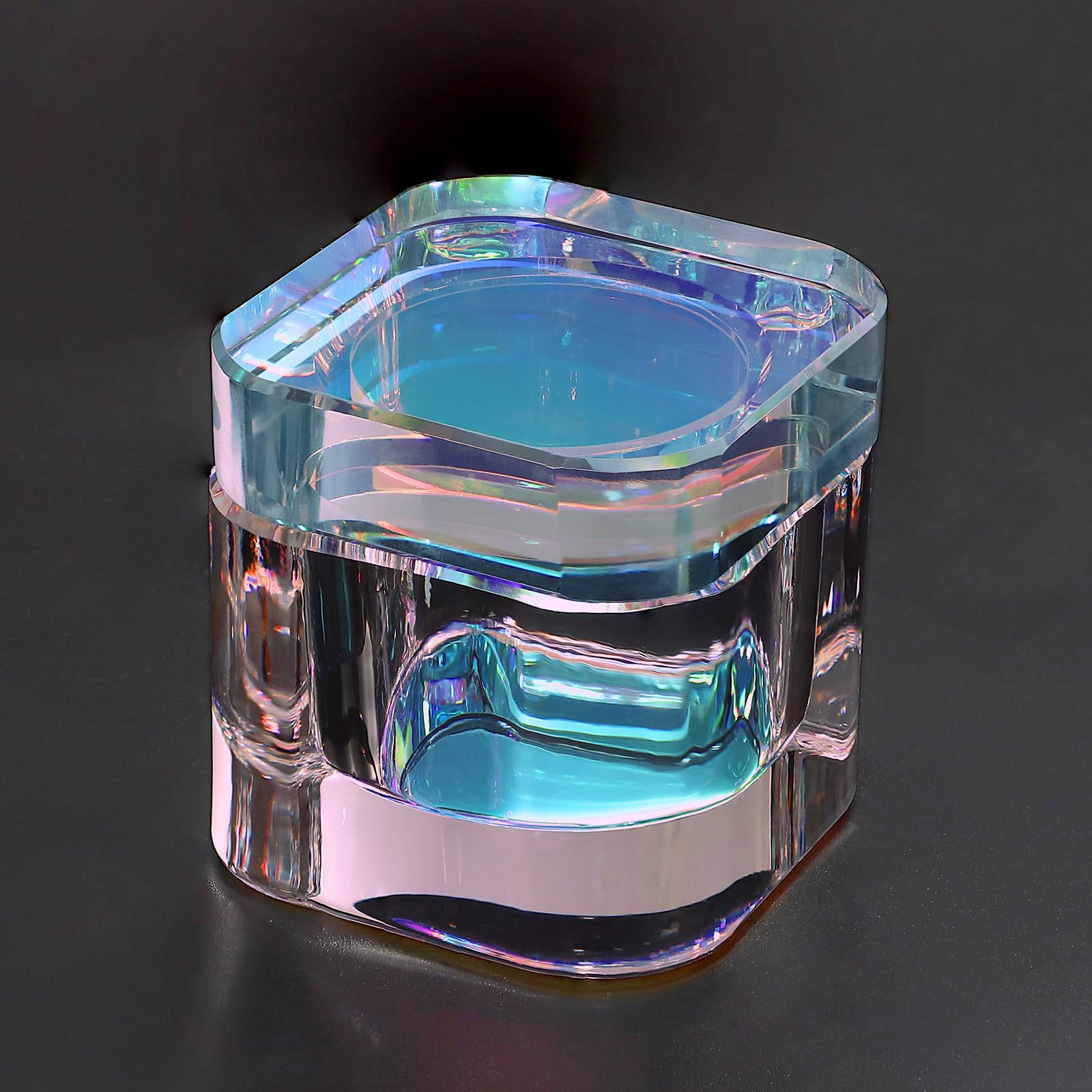 Udefineit plat doseur transparente en verre, idéal pour tremper le pinceau sans contact.