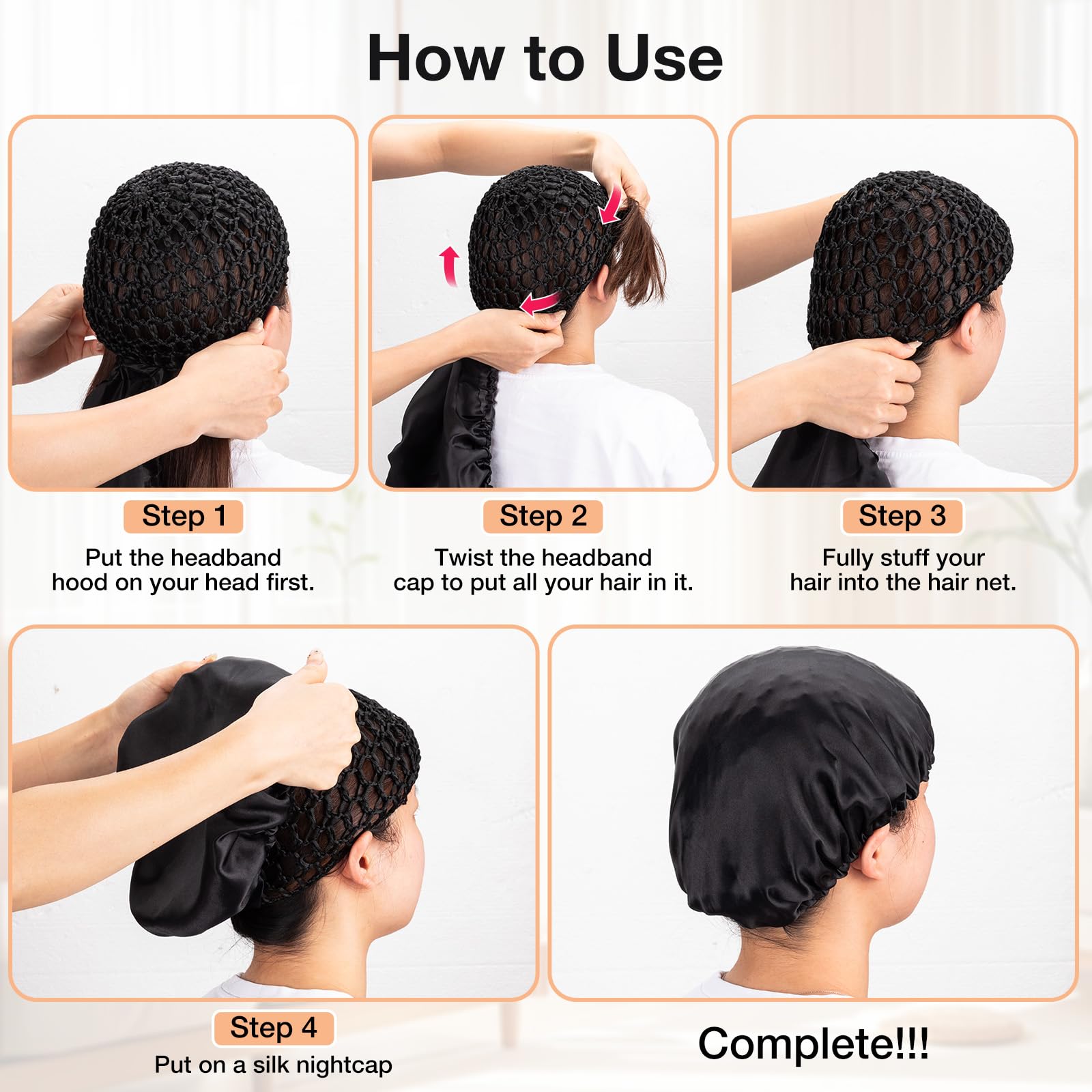 Udefineit bonnet de nuit bande elastique, maintien des cheveux sans pression.