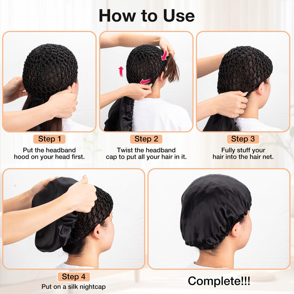Udefineit bonnet de nuit bande elastique, maintien des cheveux sans pression.