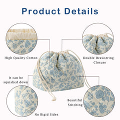 Design coquet et bleu fleuri, ajoutant une touche élégante à votre trousse beauté.