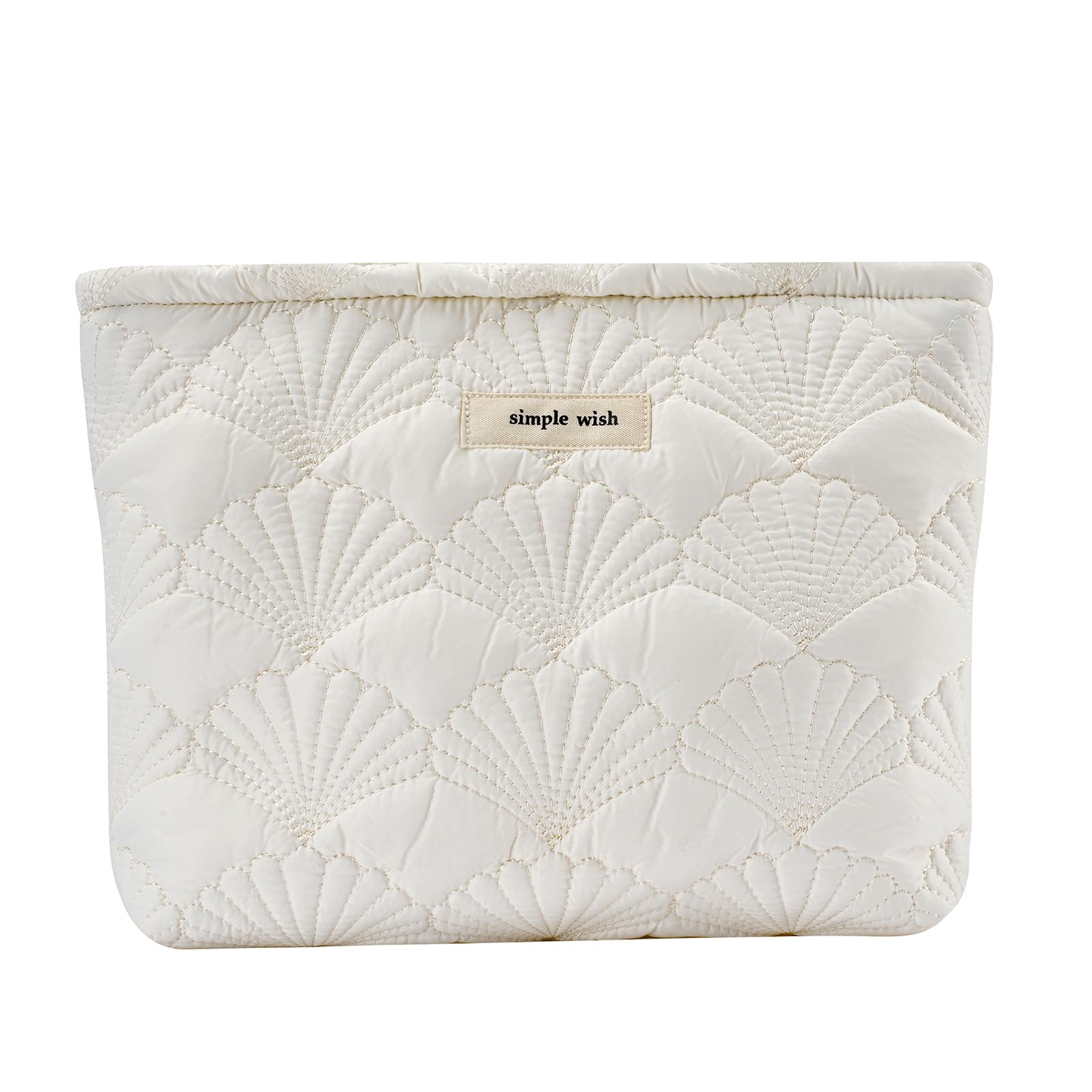 Pochette maquillage uekeboag en coton blanc matelassé pour le rangement quotidien.