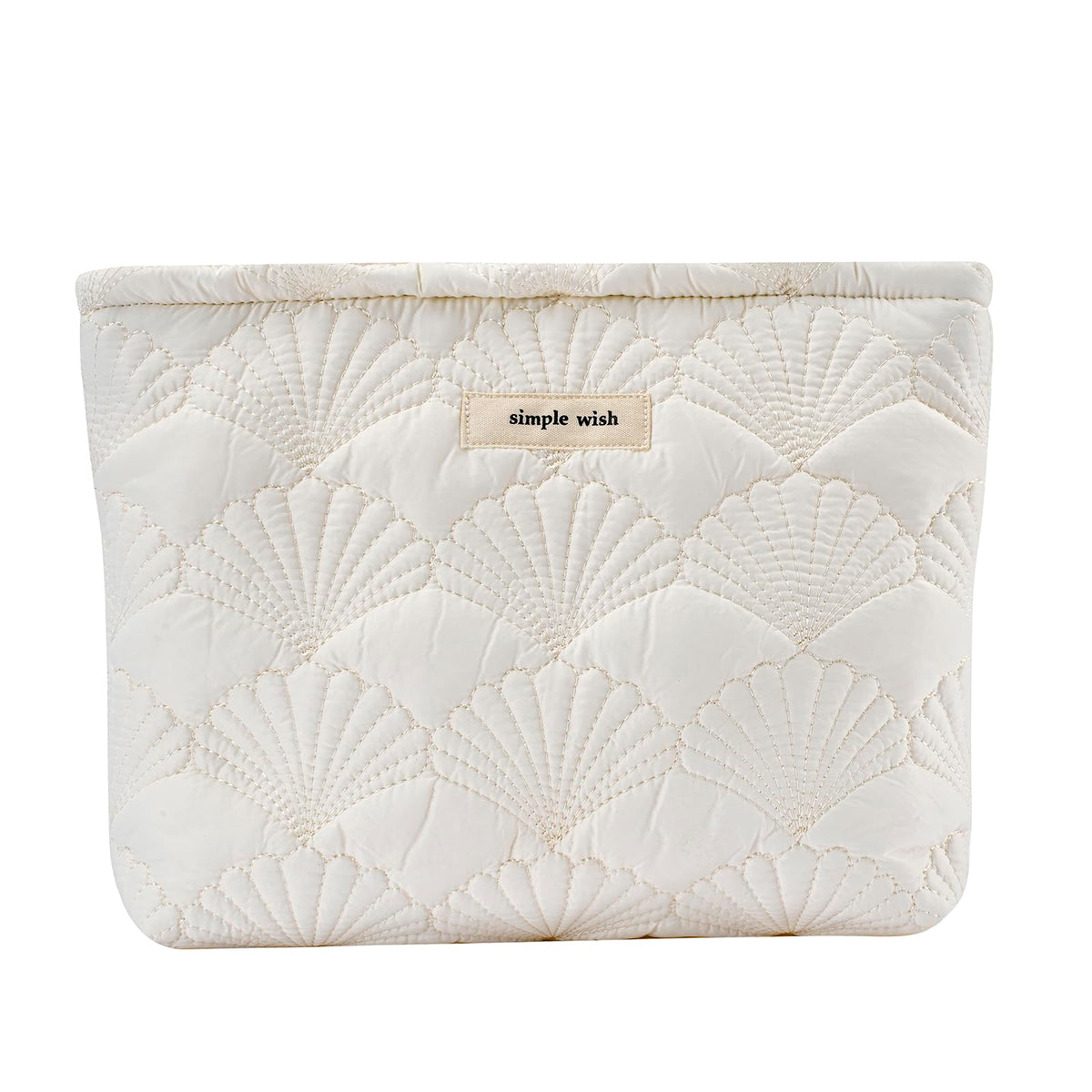 Pochette maquillage uekeboag en coton blanc matelassé pour le rangement quotidien.