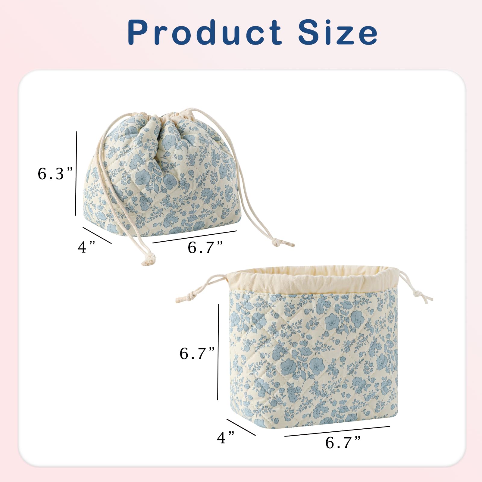 Sac à cordon bleu fleuri uekeboag, parfait pour voyager et ranger les produits beauté.