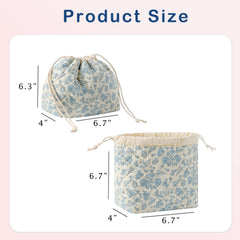 Sac à cordon bleu fleuri uekeboag, parfait pour voyager et ranger les produits beauté.