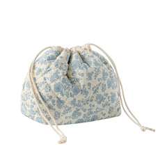 Sachet maquillage uekeboag coton matelassé bleu fleuri, pratique pour le quotidien.