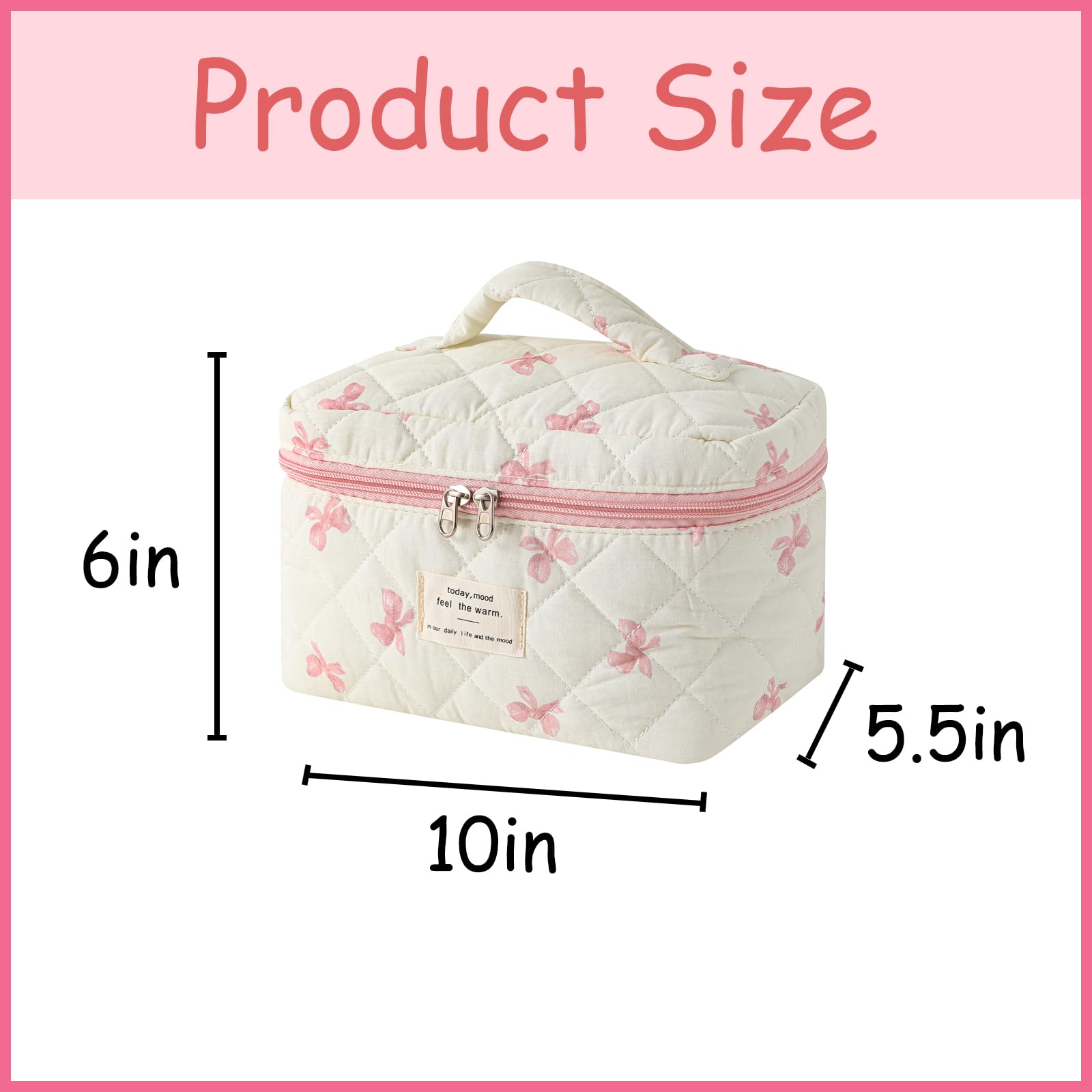 Trousse cosmétique uekeboag florale coton rose, accès rapide à vos produits.