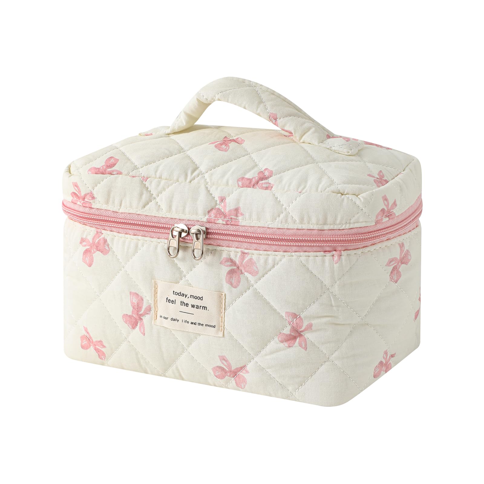 Trousse maquillage uekeboag matelassée florale, rangement spacieux pour vos essentiels en voyage.