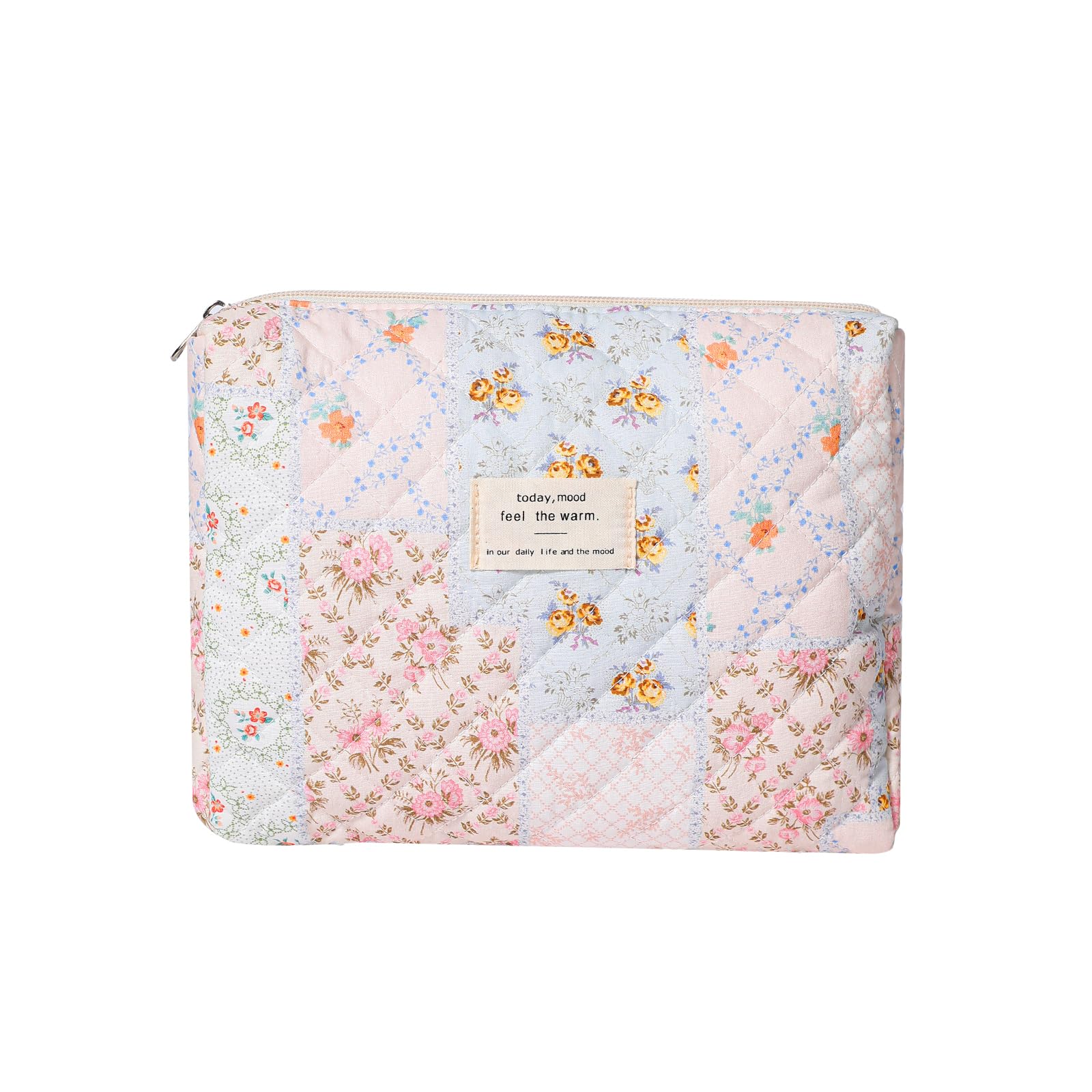 Trousse maquillage matelassée florale de la marque uekeboag, pratique pour ranger le maquillage et les accessoires.