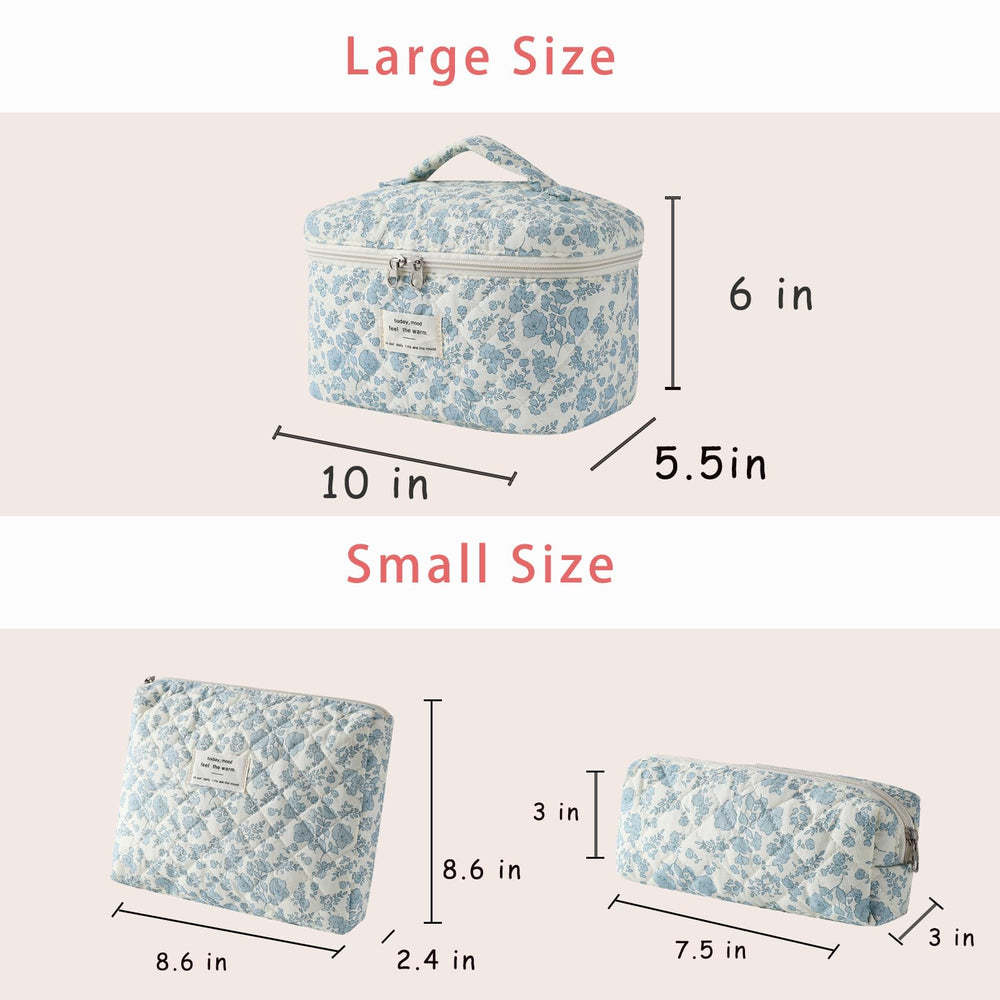 Trousse moyenne uekeboag florale bleu clair, idéale pour les pinceaux et cosmétiques.