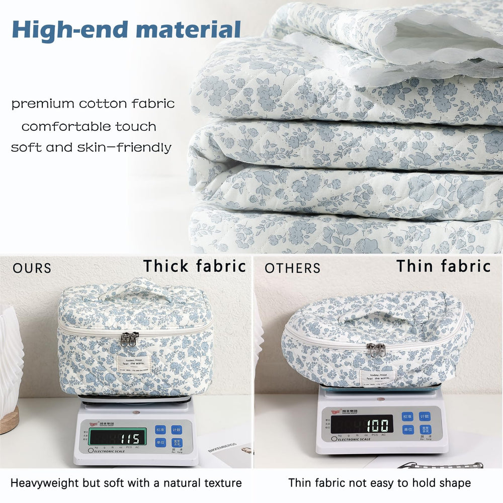 Trousse petite uekeboag florale bleu clair, pratique pour les voyages rapides.