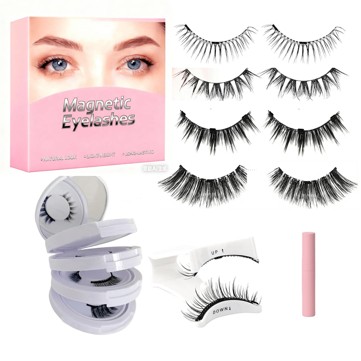 Ufardy cils magnétiques ensemble 4 styles dans un étui compact pour sorties