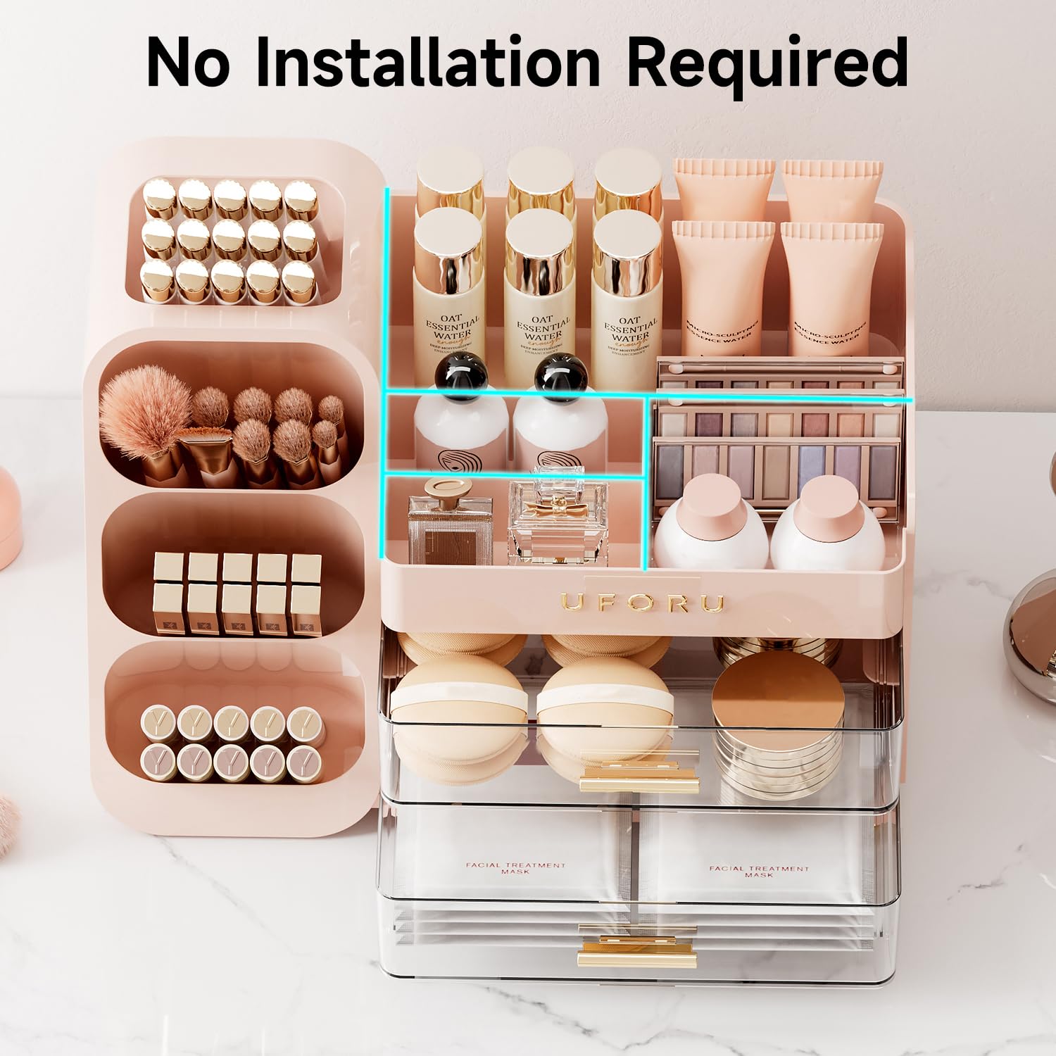 UFORU compartiments optimisés — organisation facile de vos cosmétiques.