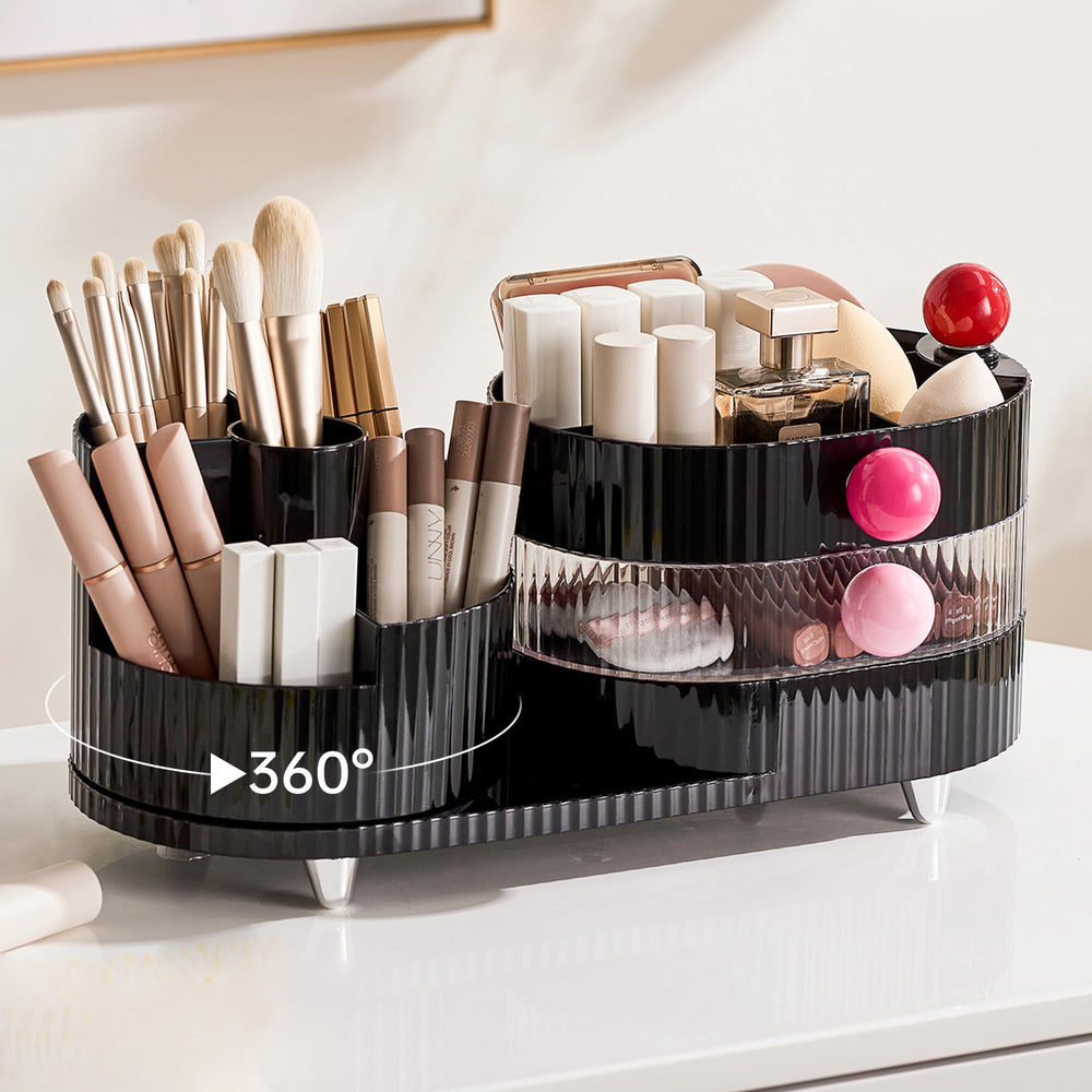 UFORU organiseur maquillage avec support pinceaux rotatif 360° pour un accès rapide.