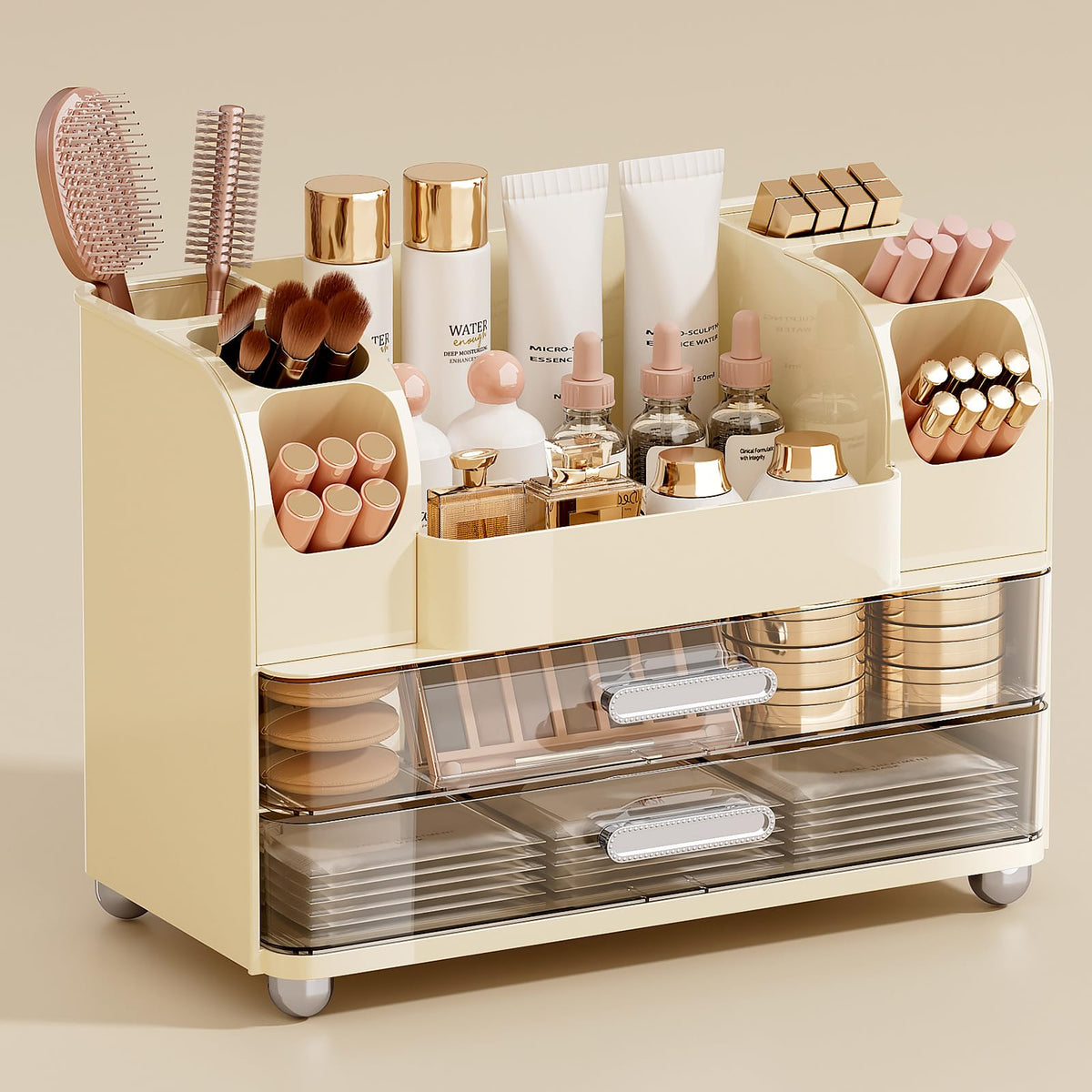 Organiseur maquillage UFORU avec 2 tiroirs pour rangement clair et rapide.