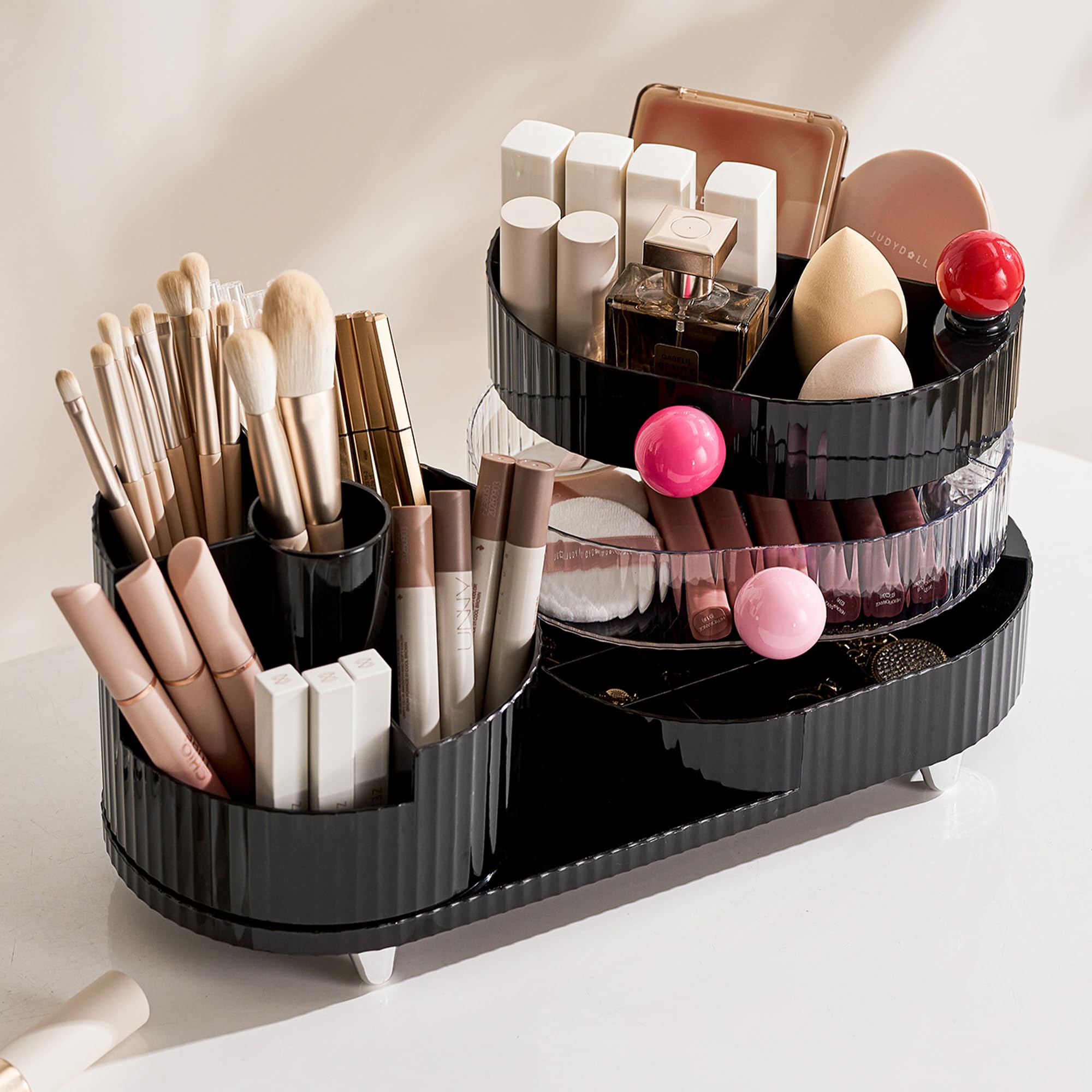 Rangement UFORU à 3 niveaux pour maquillage et bijoux afin d'optimiser l'espace.