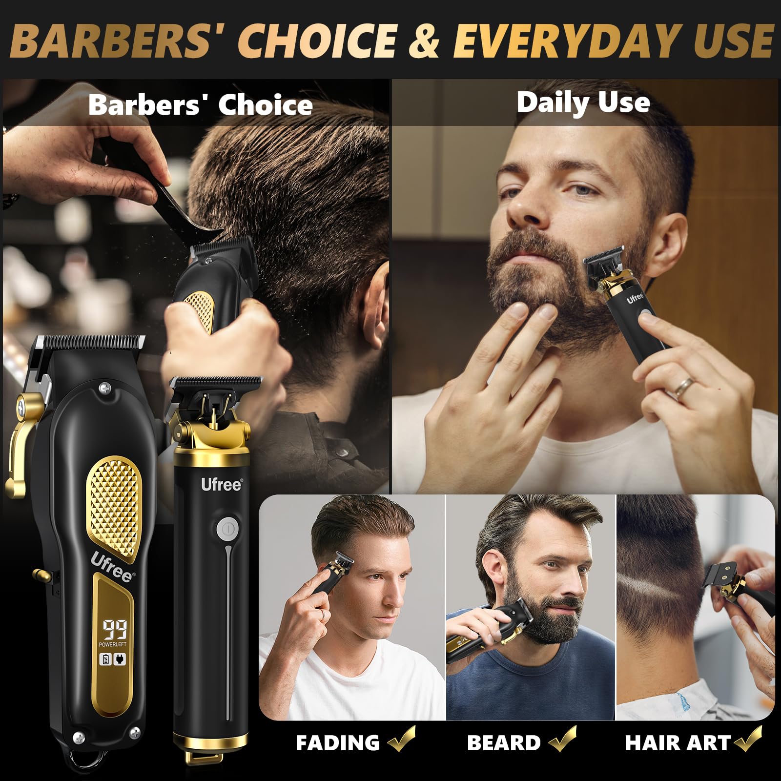 Ufree lame-zero-jeu-trimmer précis pour finitions moustache et barbe nettes