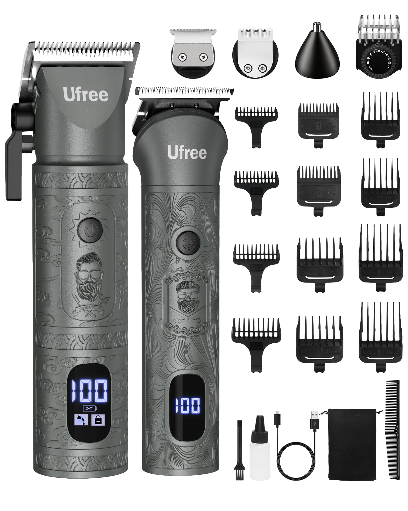 Ufree Tondeuse barbe professionnelle avec ensemble d'accessoires pour rasage